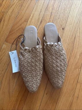 Liberté Braided Slingback Mules in Nude Tan